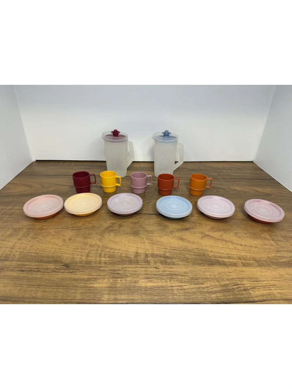 Vintage Tupperware Play Mini Pitchers and Bowls Set - Colorful and Functional